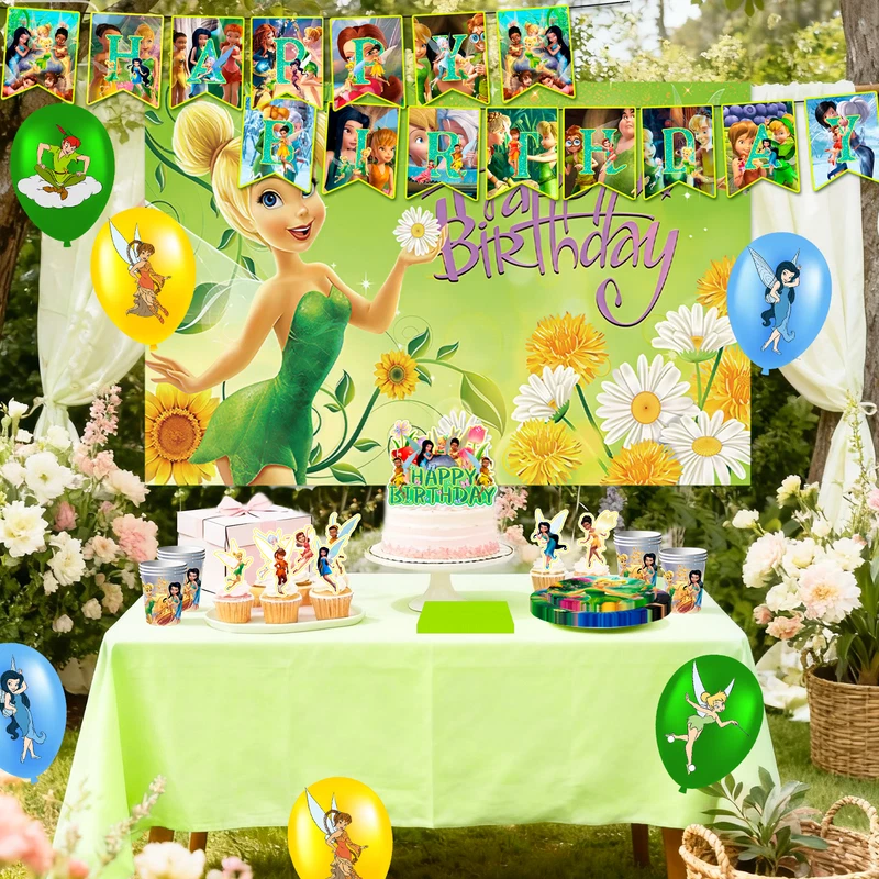 Tinker Bell Birthday Decorations,112 Pcs Tinker Bell Party Decorations Tableware - Image 3 of 4