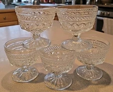 Set 5 VTG Anchor Hocking Wexford Clear Glass Footed Dessert Cup/Sherbet Bowls