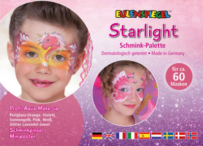 Eulenspiegel 6-Farben Schmink-Set Starlight Schmink-Palette mit Schminkanleitung