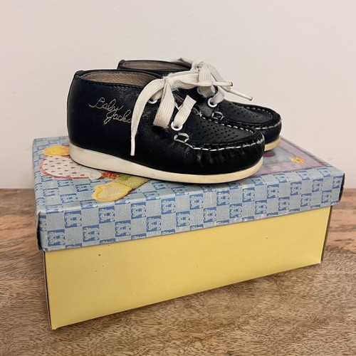 Vintage Jumping Jacks Baby Jacks Blue Navy Leather Toddler Shoes SZ. 3