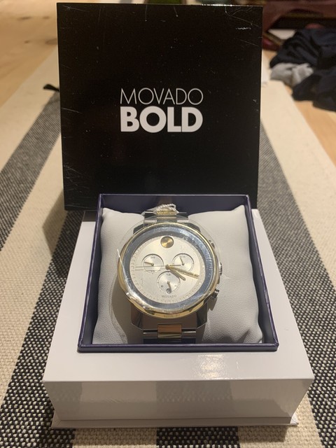 movado bold chronograph silver