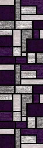 Premium Carved Modern Contemporary Abstract Rug 3995 Purple Grey 4'x5'3'' - Picture 2 of 9