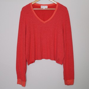 Wildfox Vermelho Brilhante Manga Longa Gola Redonda Recortada Moletom Feminino Tamanho Grande 🔥 | eBay