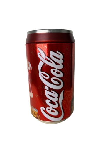 Vintage Coca Cola Greetings Santa Jumbo Tin Can Coin Bank 8" High - Picture 2 of 10