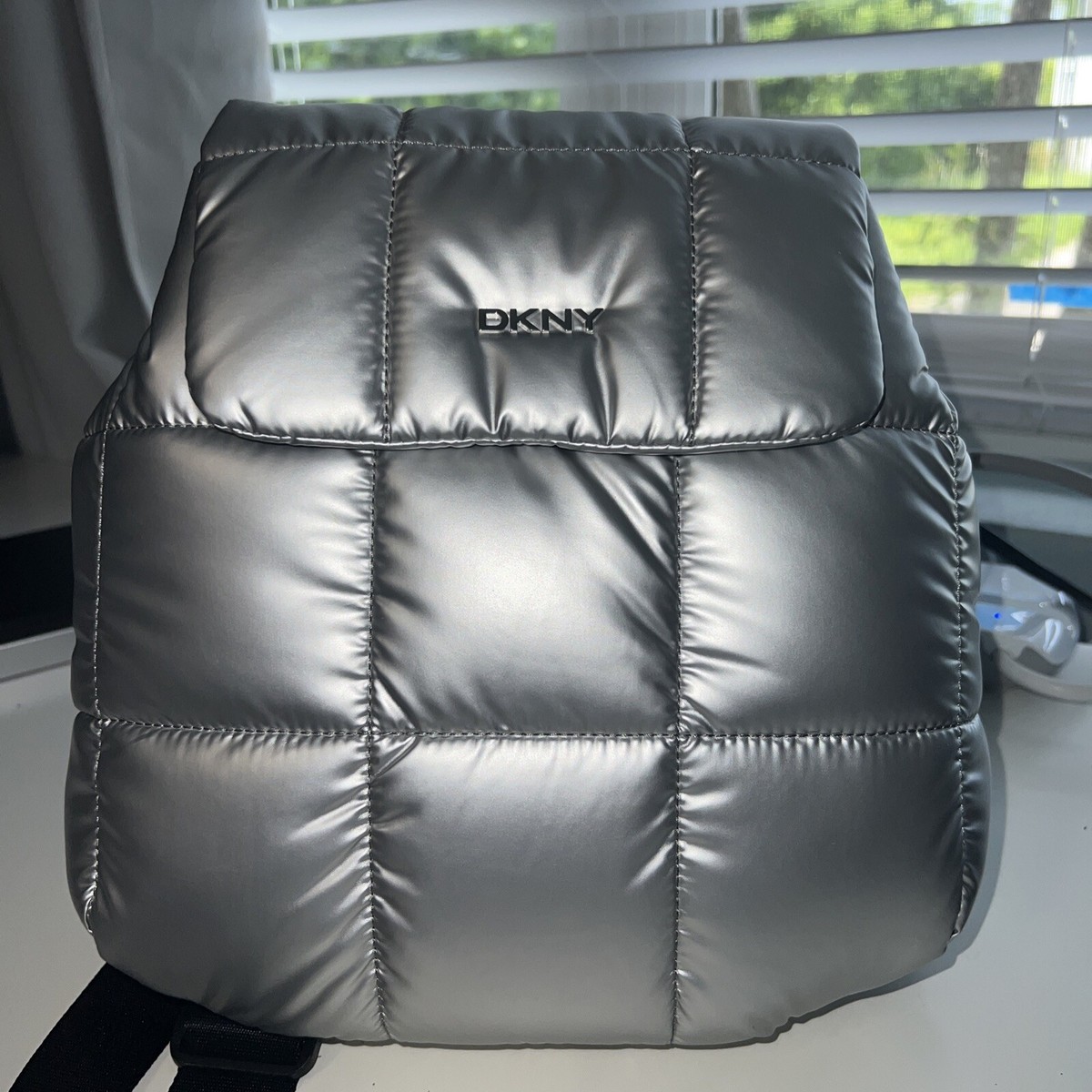 DKNY Giania Backpack, NWT Silver with Black | eBay