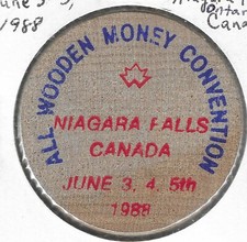 1988, All Wooden Money Convention, Niagara Falls, Canada, Wooden Nickel