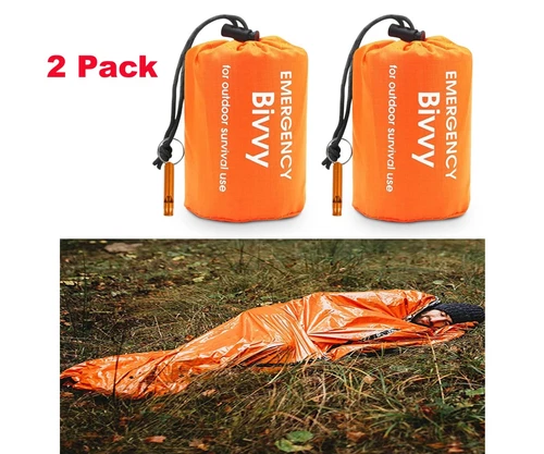 2x Emergency Sleeping Bag Waterproof Camping Survival Blanket Bivvy Sack Outdoor