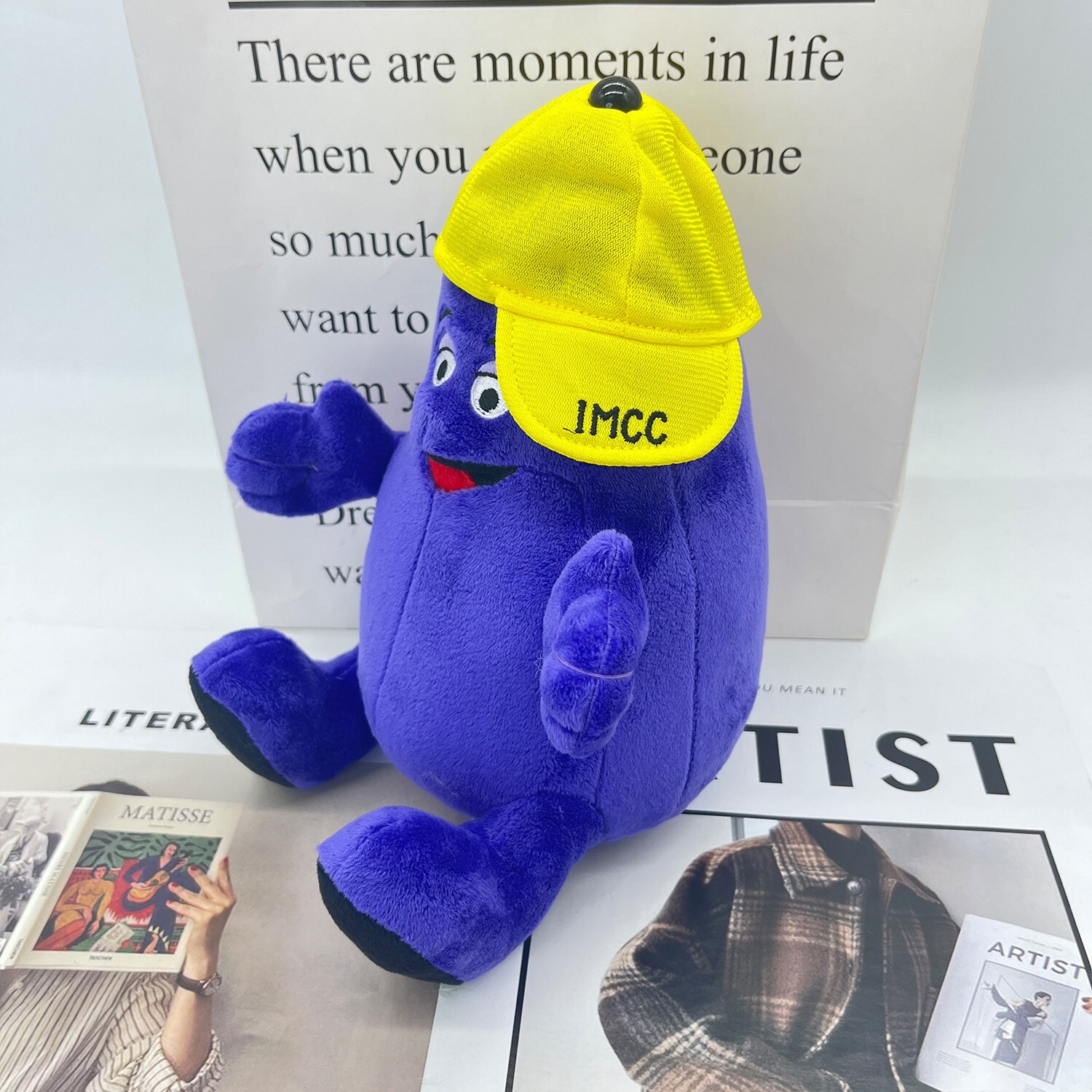 22cm GRIMACE Yellow Hat Plush Doll Purple Eggplant Mcdonald's