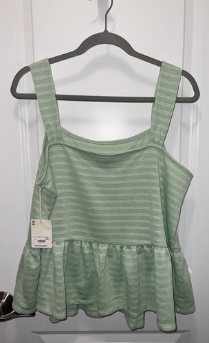 A.n.a Women’s Green Sleeveless Peplum Top Size Large New - 第 2/5 張圖片