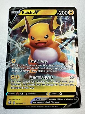 pokemon card raichu v price 158/172 - Brilliant Stars - Ultra Rare Attack 2 POKEMON CARD BASIC RAICHU V
