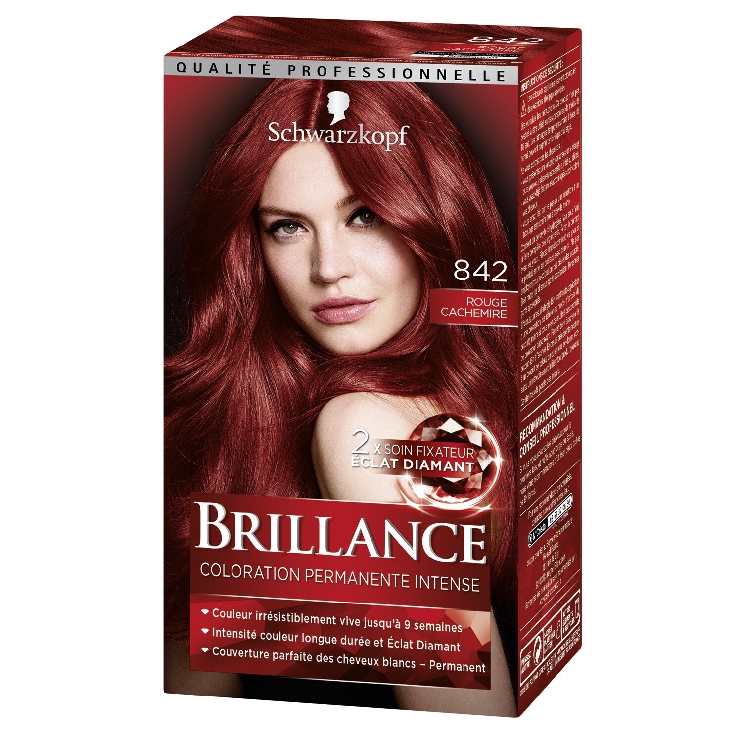 Schwarzkopf Brillance 842 Rouge Cachemire coloration haute performance anti-affadissement