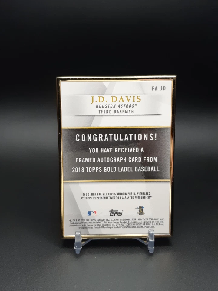 2018 Topps Gold Label Gold Framed Auto JD Davis #FA-JD Rookie Auto RC - Image 2 of 2