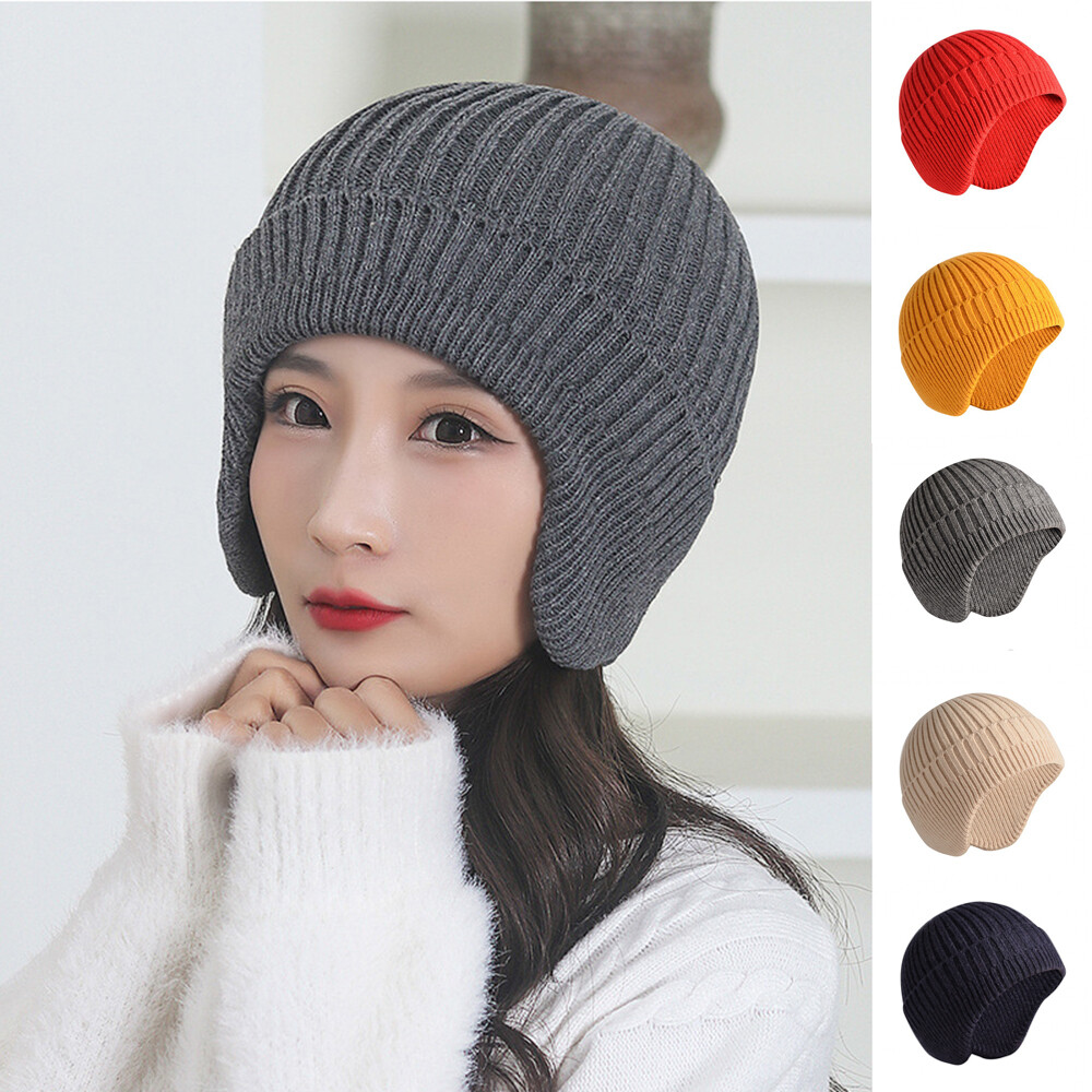 Winter Warm Men Beanie Hat Knit Work Hat With Ear Flaps Outdoor Sport Ski Cap eBay