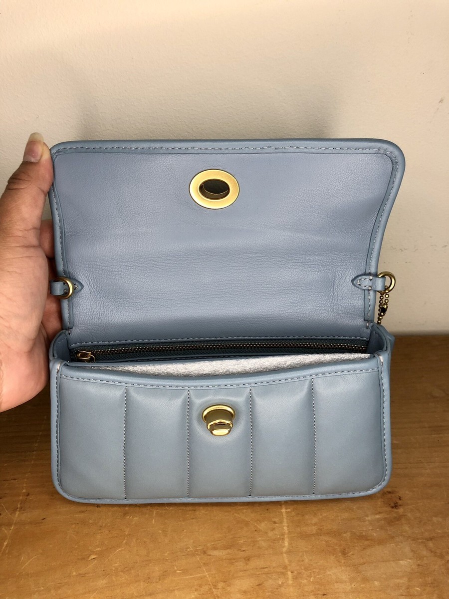 New Coach Turnlock Clutch 20 With Quilting Azure | eBay