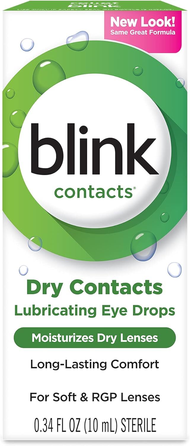 blink Contacts Lubricating Eye Drops For Soft & RGP Lenses - 0.34 oz, Pack of 5