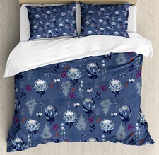 Image of Botanical Duvet Cover Set Blue Tone Protea