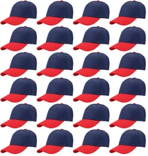 24 Piece Classic Blank Plain Baseball Cap Hat Adjustable Size Solid Color