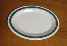Vintage Durusi PMC Texas Melamine 9.5” Oval Green Striped Plate