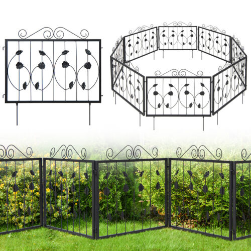 Decorative Garden Fence w/ 8 Panels Outdoor Animal Barrier Landscape Border