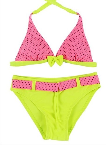 NWT GIRLS size 10, 12 EYE-CATCHING MIXED COLOR BELTED HALTER BIKINI CHOICE - Picture 13 of 16