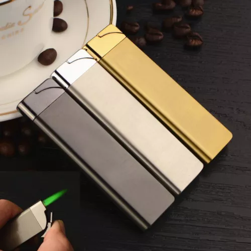 Ultra Thin Refillable Butane Lighter Small Metal Windproof Jet Torch Gas Lighter - Picture 1 of 42
