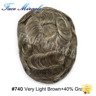 Mens Thin Skin Toupee Human Hair Systems All Poly Injected Toupee Hair for Men