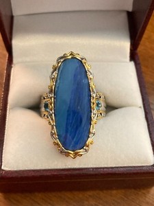 Authentic MICHAEL VALITUTTI NH 925 Silver/Gold Plated Opal Blue Topaz (?) Ring Sz 8.75