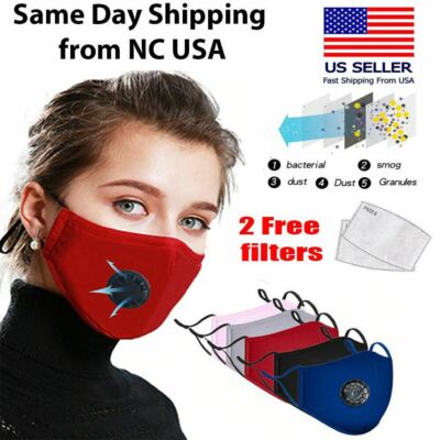 Reusable Air Purifying Washable Haze Pollution Cotton Face Mask with 2 Filters
