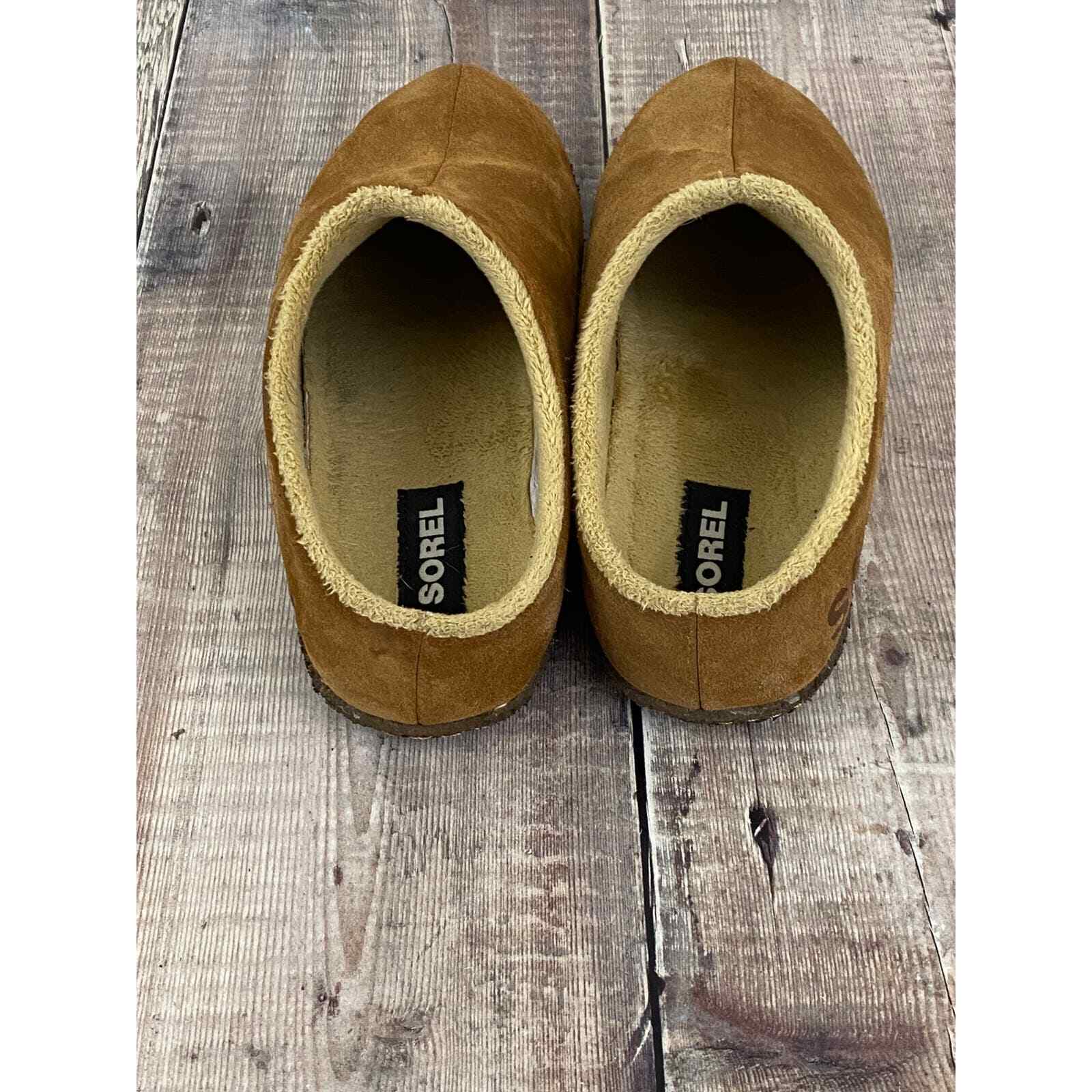 Sorel Youth Lanner Ridge II Brown Logo Shearling Slippers Kids Size 4