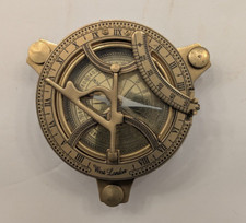 Brass Tripod Sundial Compass  Nautical Wooden 3 inch, West London VTG