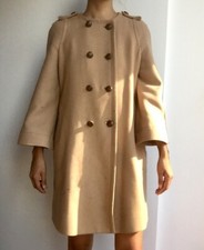 Women's Brown Camel Wool Blend Coat Zara Double Button Jacket - Size Xs