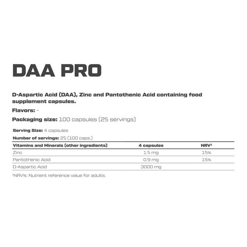 DAA PRO - 100-200 Kaps – Natürliche Testosteronsteigerung, Muskelwachstum, Kraft - Bild 5 von 9