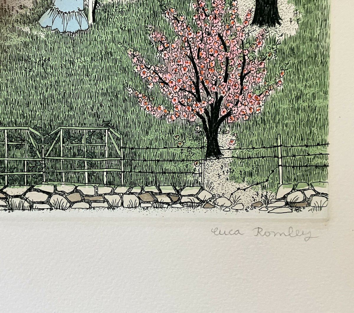 Cuca Romley - Exceptional, Large Color Etching - Country Wedding S