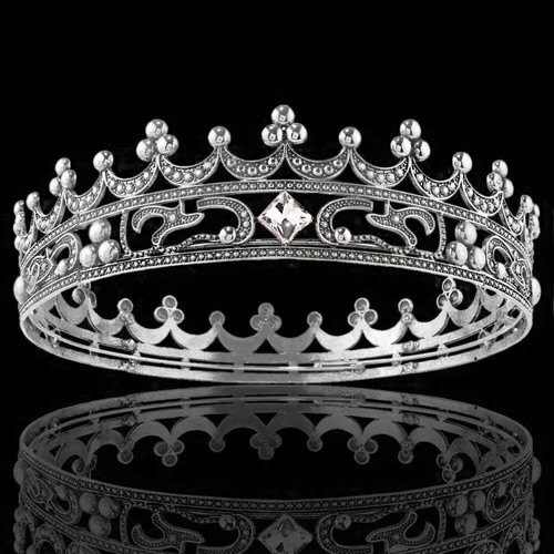 King Crown for Men, Silver Metal Party Costume, Wedding Halloween, Birthday Gift