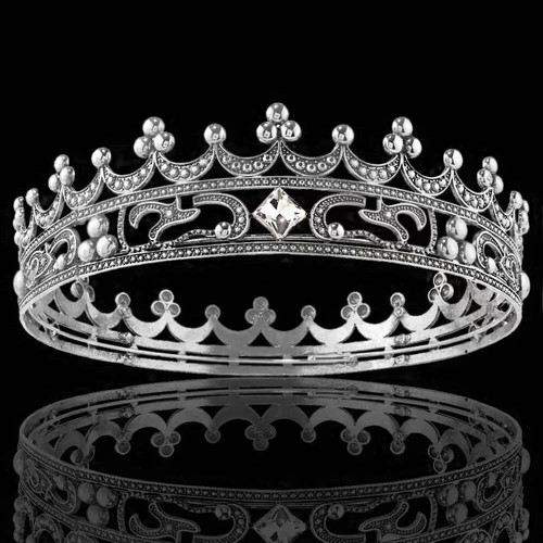 King Crown for Men, Silver Metal Party Costume, Wedding Halloween, Birthday Gift - Picture 1 of 2