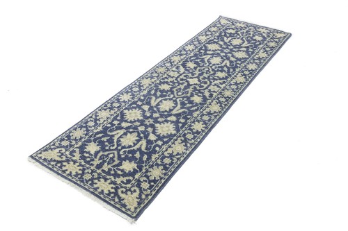2'5X8 ft Transitional Oriental Runner Rug Muted Blue Floral Design Decor Carpet - Picture 3 of 16