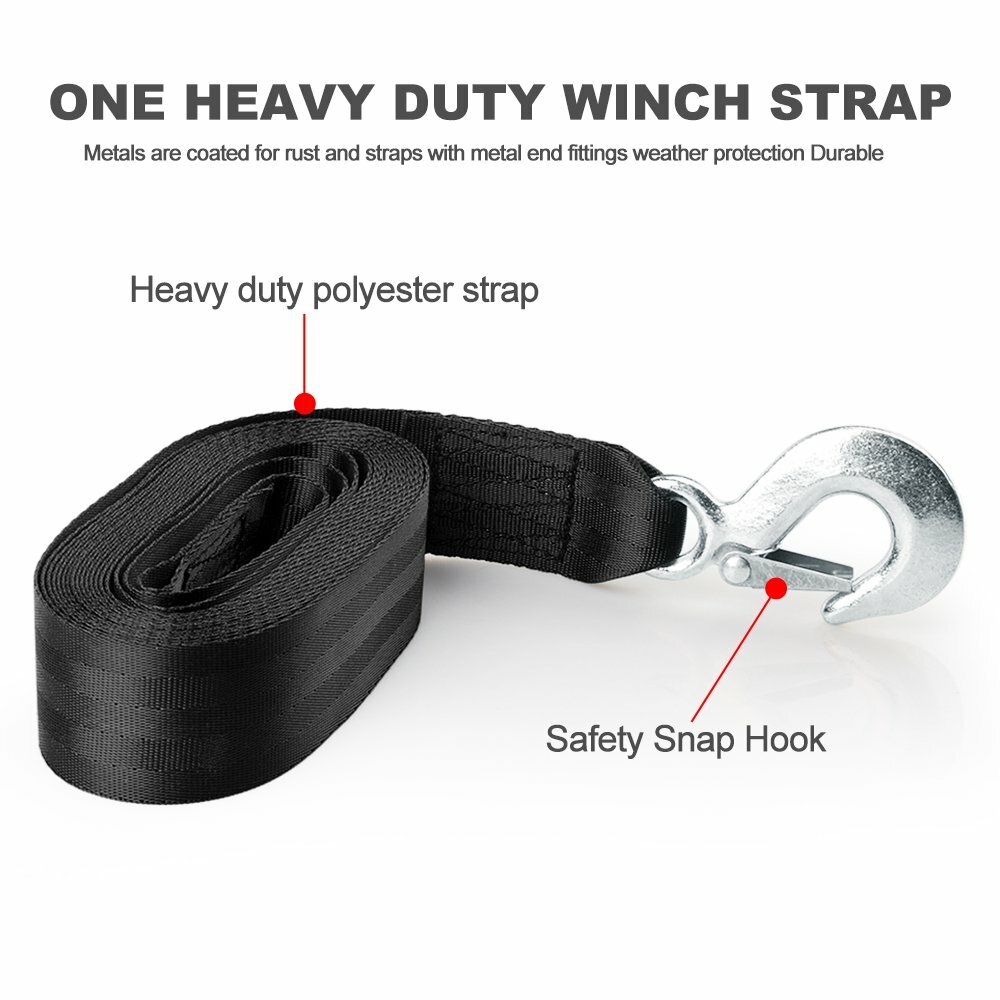 Boat Trailer Winch Strap With Hook 2" X 20'- 10,816lbs Breaking Strength Heavy E - Foto 4