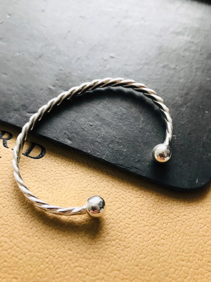 アクセサリー Vintage Silver Twist Bar Bangle 925 Vintage SIGNED MODERNIST TWISTED Solid Sterling Silver 925
