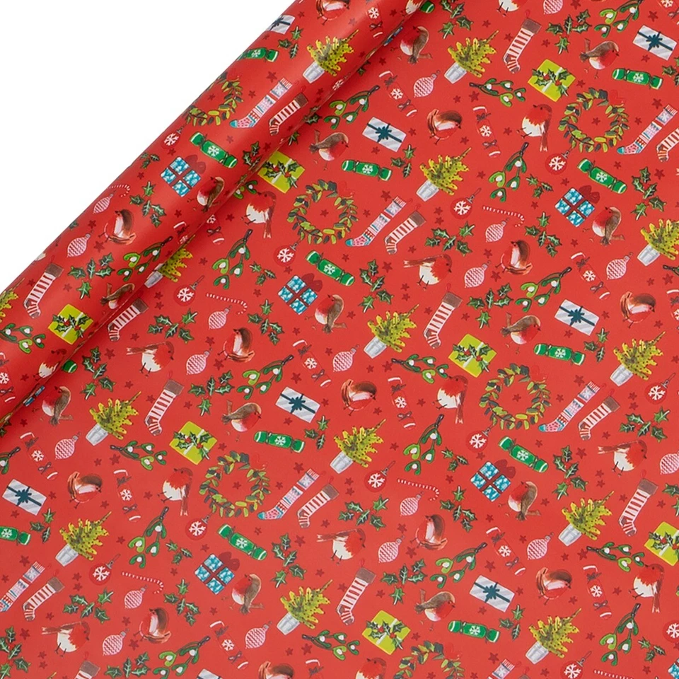 GLICK Festive Trimmings Christmas Roll Wrapping Paper - Pack of 3 3m x 50cm Gift Wrap
