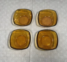 Duralex Square Amber Glass Bowls 4 1/4”  Stacking Food Prep or Fruit Bowls