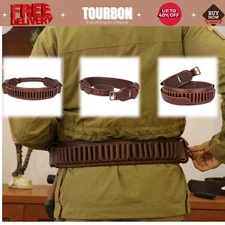 Tourbon PU Leather Bandoliers 410Bore 45Colt 308win Ammo Belt Shells Carry Pouch