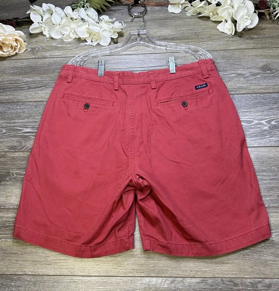 Pantalones Cortos Chaps Para Hombre Talla 36 Rojo Salmón, Frente Plano 100% Algodón Minorista $50 Foto 2 de 4