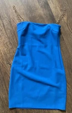 Hello Molly Chain Link Strap Blue Mini Dress S/4