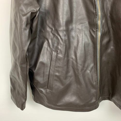 U.S. Polo Assn Jacket Brown Faux Leather Collared Zip Quilt Lined Pockets Sz XXL - Picture 5 of 10