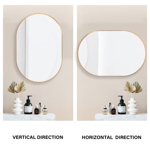 Gold Oval Wall Mirror 20" X 30" Oval Bathroom Mirror Large Vanity Decor