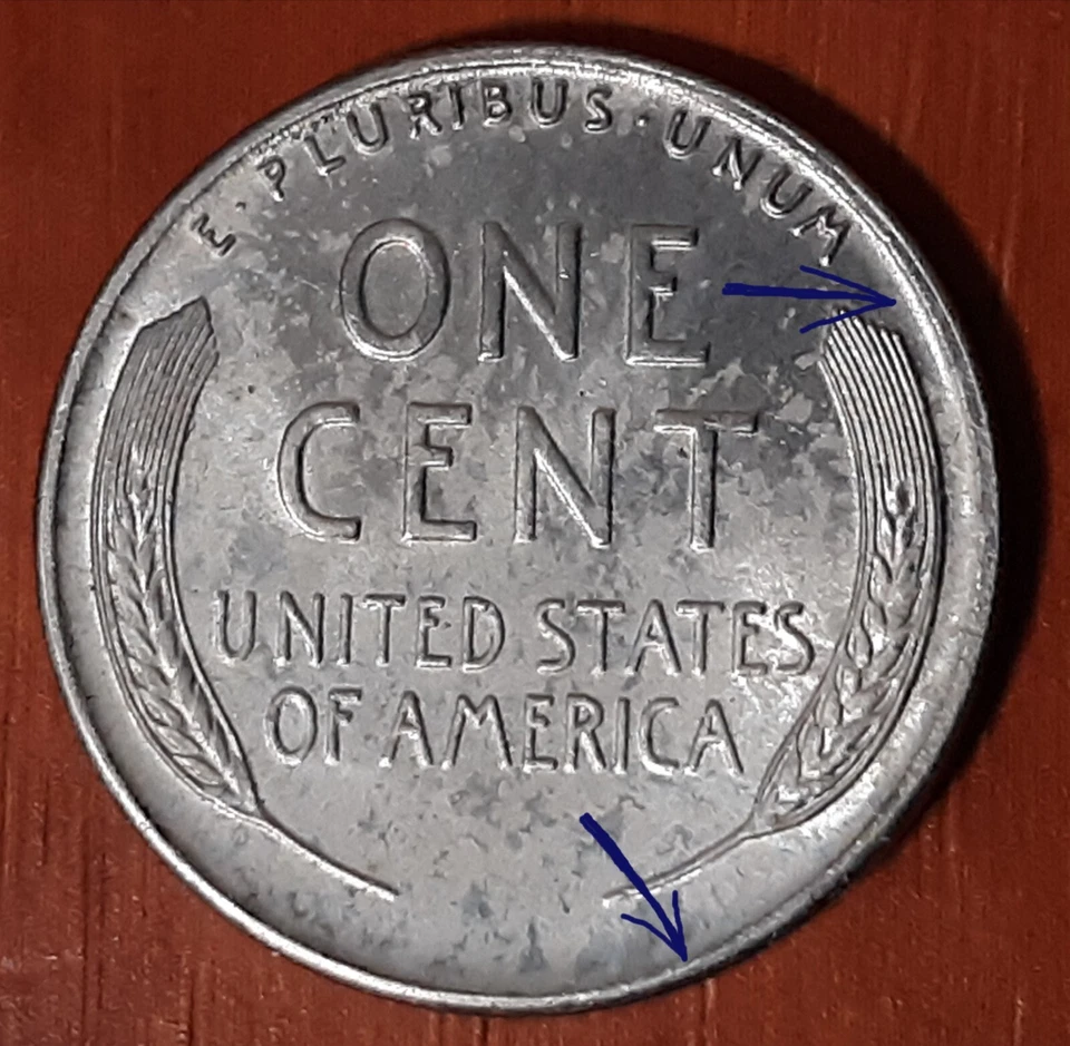 1943/2 D-D Lincoln 1C Unc Erros: Die Chips-Double Die-Off Center-Struck Through - Image 4 of 4