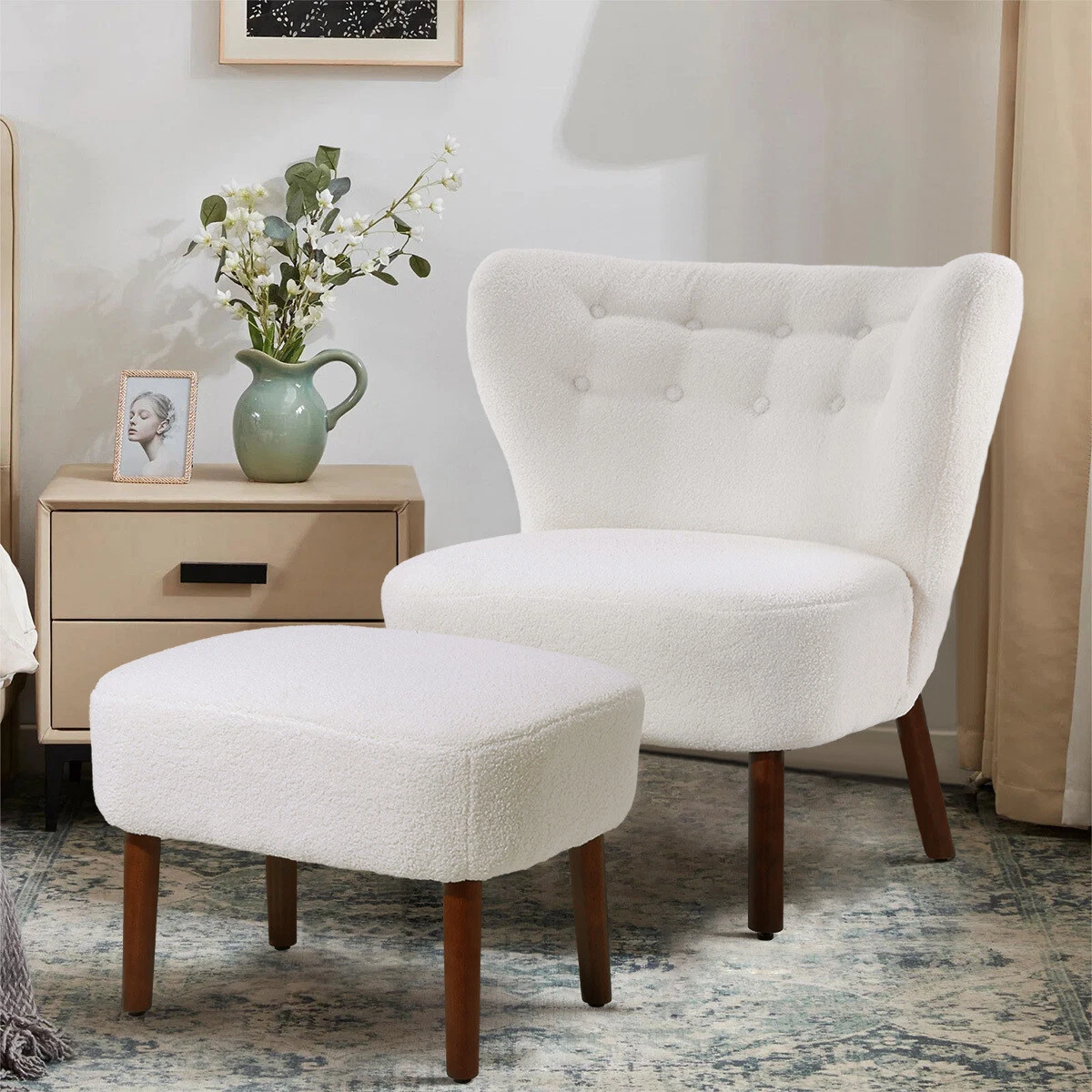 Fuzzy vanity chair with back deals