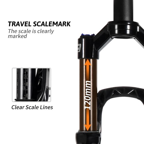 Horquilla de suspensión neumática para bicicleta de montaña de 27,5/29 pulgadas QR eje pasante horquillas delanteras de 9*100 mm - Imagen 18 de 26