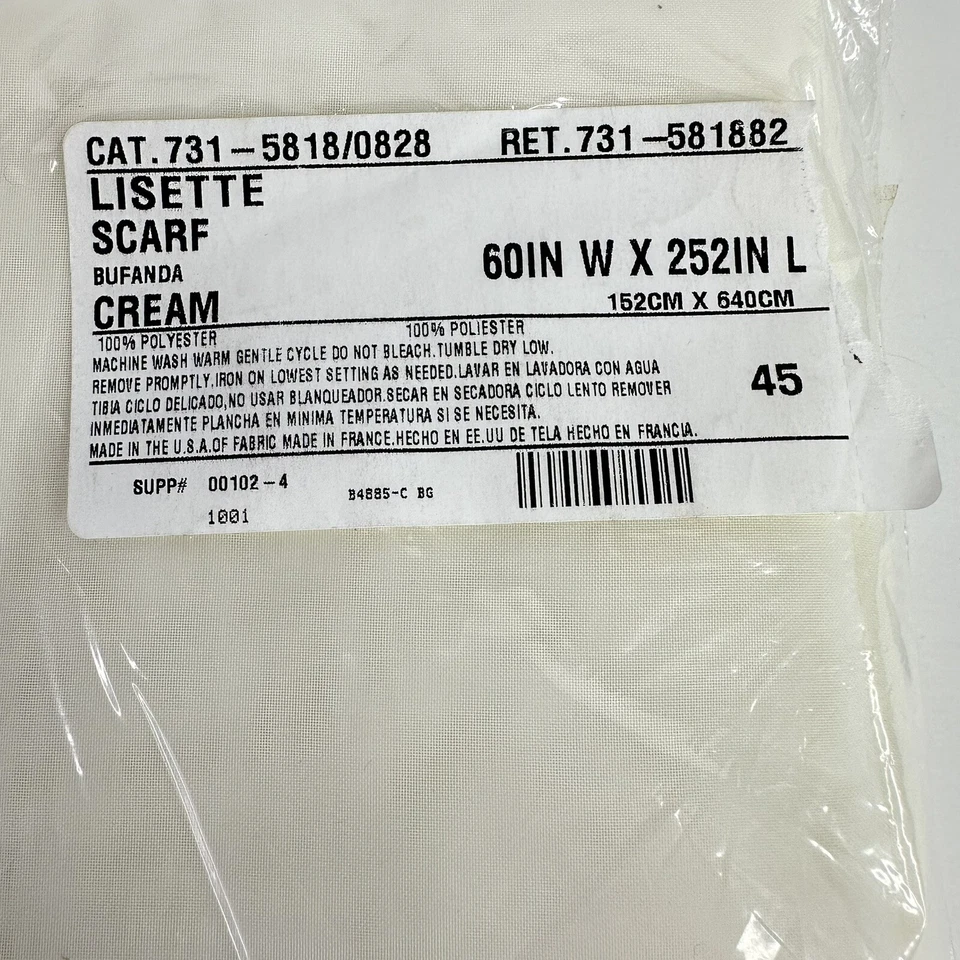 JC Penney Window Fashions Lisette Voile Cream Sheer Scarf 60 x 252 - Image 2 of 4