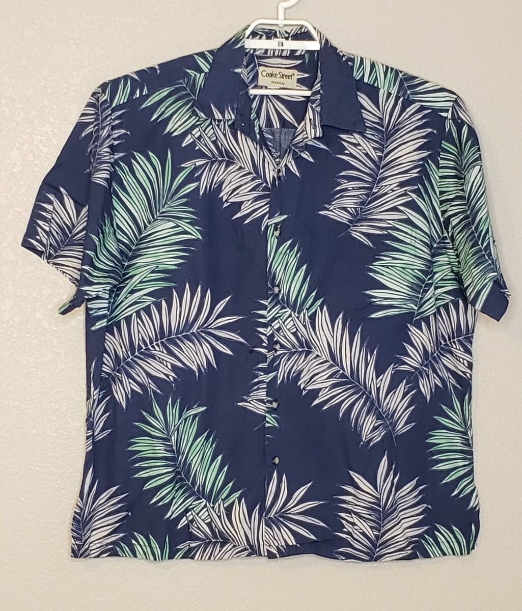Cooke Street Honolulu Mens Hawaiian Shirt XL/2XL Blue Green Cooke Street Honolulu Mens Hawaiian Shirt XL/2XL Blue Green